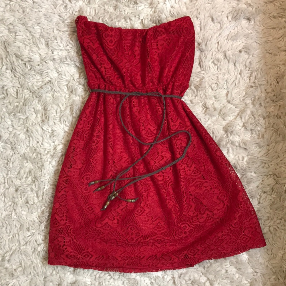 Red Strapless Mini Dress